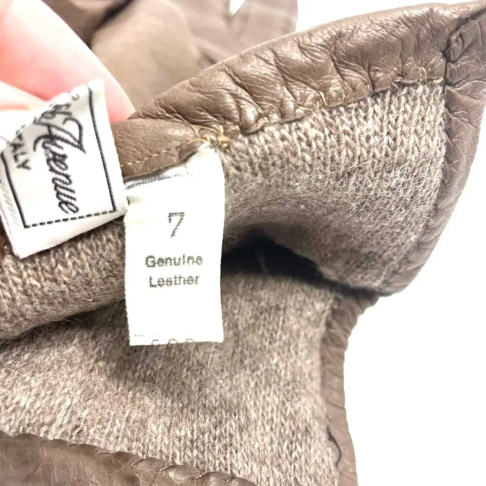 90s SAKS FIFTH AVENUE Vintage Brown Leather Knit Gloves